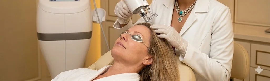 Dr. Jetty performing TrichoRevive EnerJet needle-free hair restoration treatment at Princeton Aesthetics